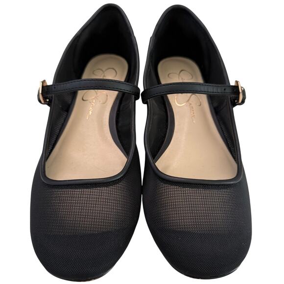 Jessica Simpson Black Sheer Bronwyn Mary Jane Ballet 0.5" Heel Flats Party-7.5 - Picture 2 of 7
